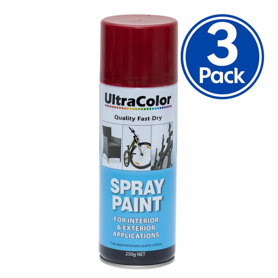 Paint UltraColor Topcoats | Ultracolor Spray Paint Fast Drying Interior Exterior 250G Claret X 3 Cans