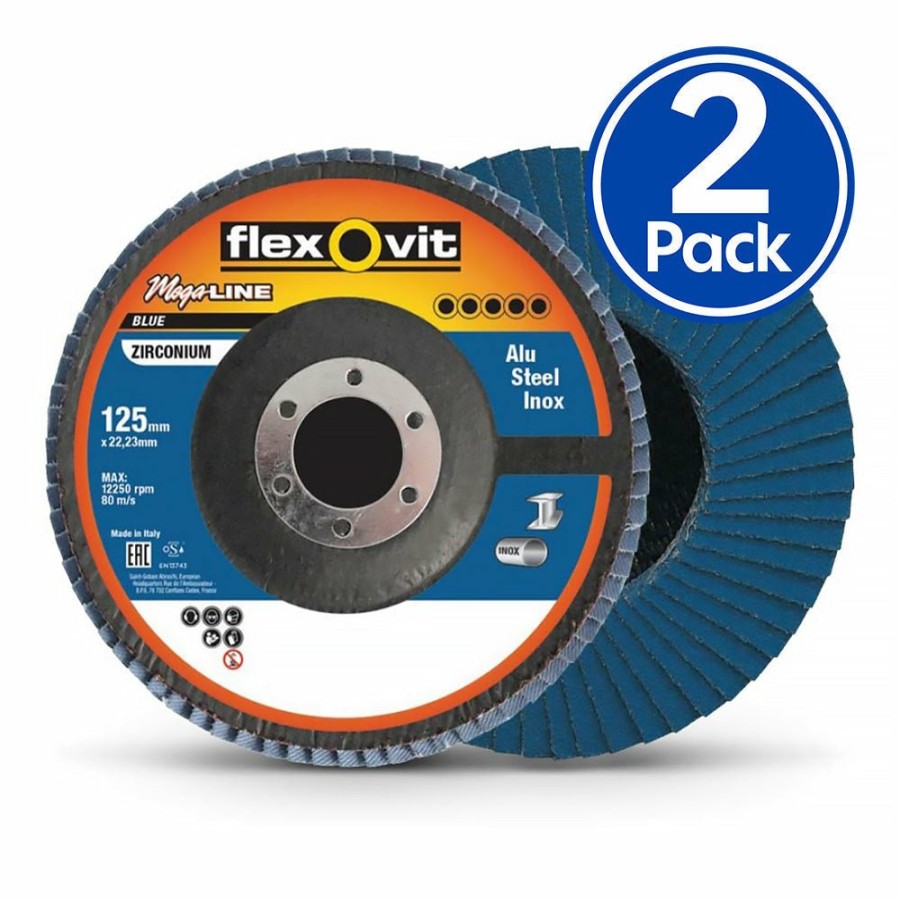 Cutting & Abrasives Flexovit | Flexovit Megaline R828 Sanding Flap Disc 125Mm X 22Mm 120 Grit Zirconia Z120