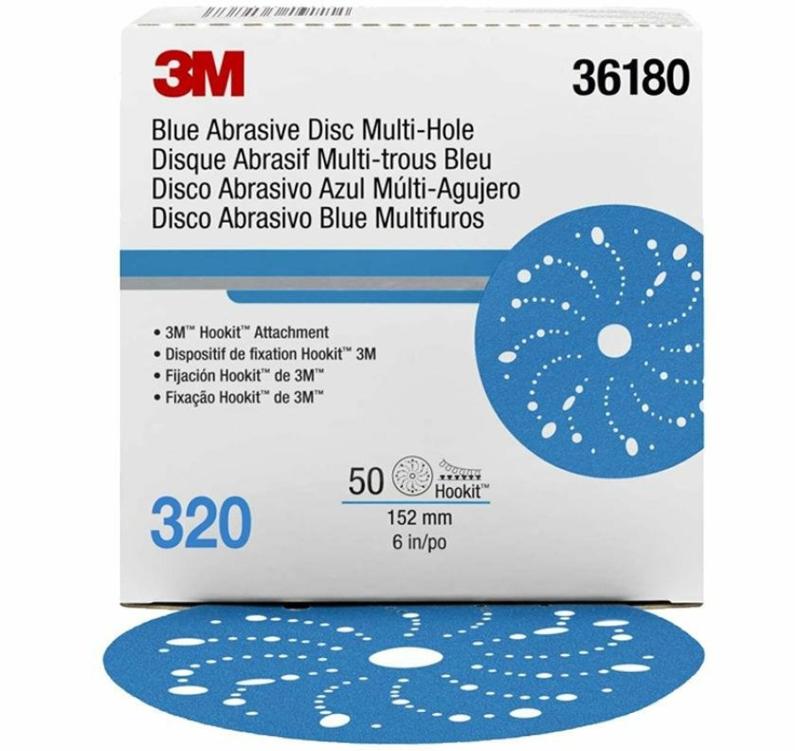 Cutting & Abrasives 3M Discs | 3M Hookit Blue Abrasive Disc Multihole 6 Inch 150Mm 320G 36180 50 Pack Sandpaper