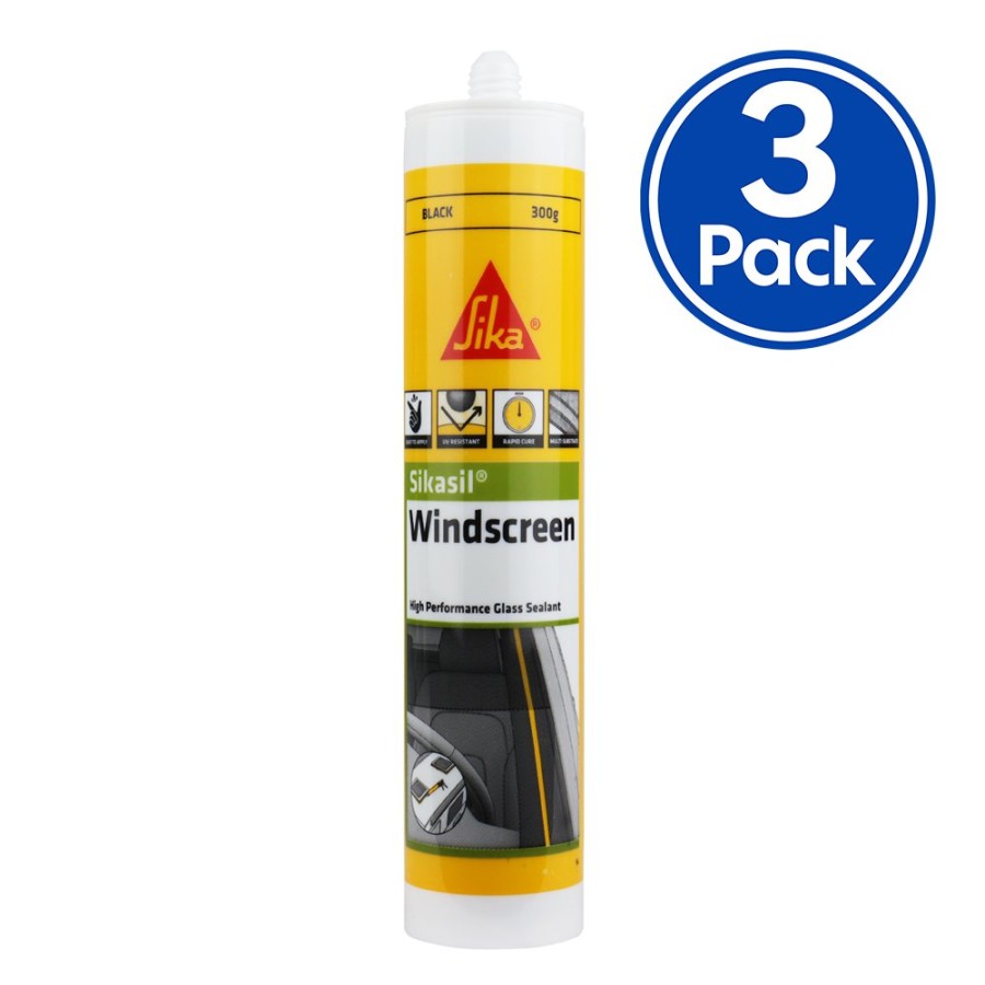 Adhesives & Sealants Sika Sealants | Sika Sikasil Windscreen Automotive Glass Sealant 300G Black X 3 Pack