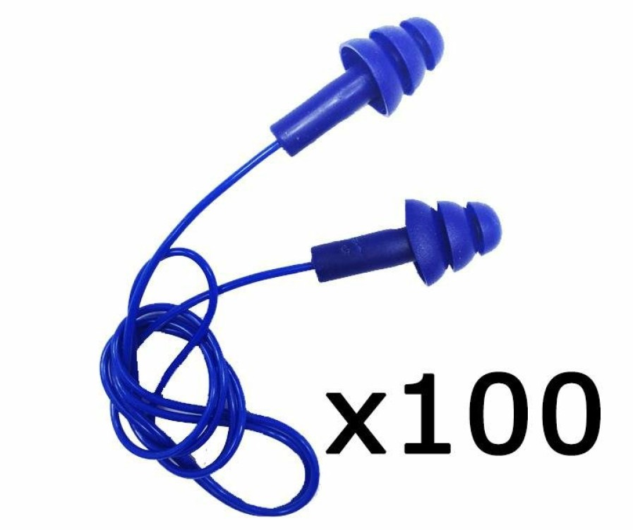 Safety Maxisafe Earbuds | Maxisafe Maxiplug Reusable & Detectable Corded Earplugs Blue Box Of 100