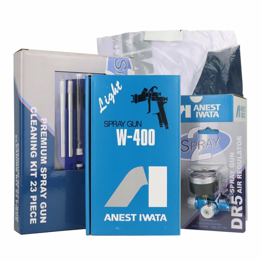 Spray Guns Anest Iwata Gravity-Fed | Anest Iwata W400 6 Piece Kit Ba2 1.3Mm Gravity Spray Gun Incl 3Xl Suit Pot Reg