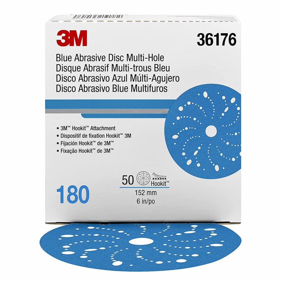 Cutting & Abrasives 3M Discs | 3M Hookit Blue Abrasive Disc Multihole 6 Inch 150Mm 180G 36176 50 Pack Sandpaper