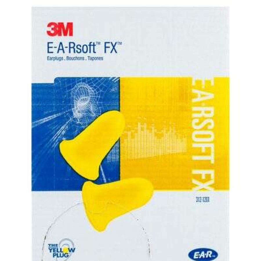 Safety 3M Earbuds | 3M E-A-Rsoft Fx Shaped Yellow Cordless Earplugs X 200 Pairs Soft Foam Ear Noise