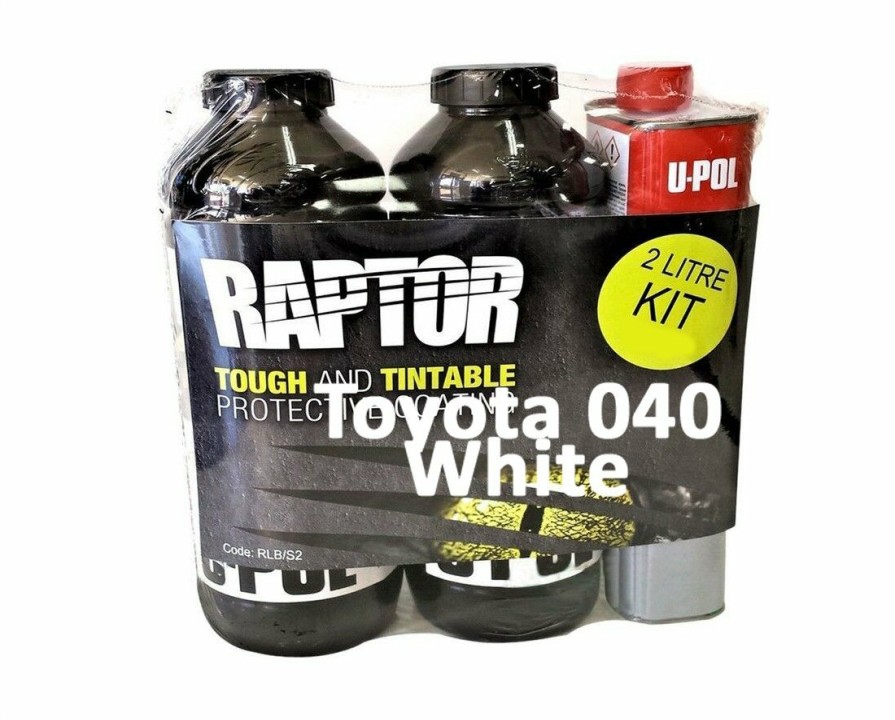 Paint U-POL Bedliner | U-Pol Raptor Tintable For Toyota 040 White Protective Coating Tub/Bed Liner Kit 2L