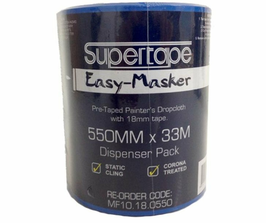 Prep & Repair Supertape Masking Plastic | Supertape Pre-Taped Painter'S Dropcloth 550Mm X 33M With 18Mm Tape