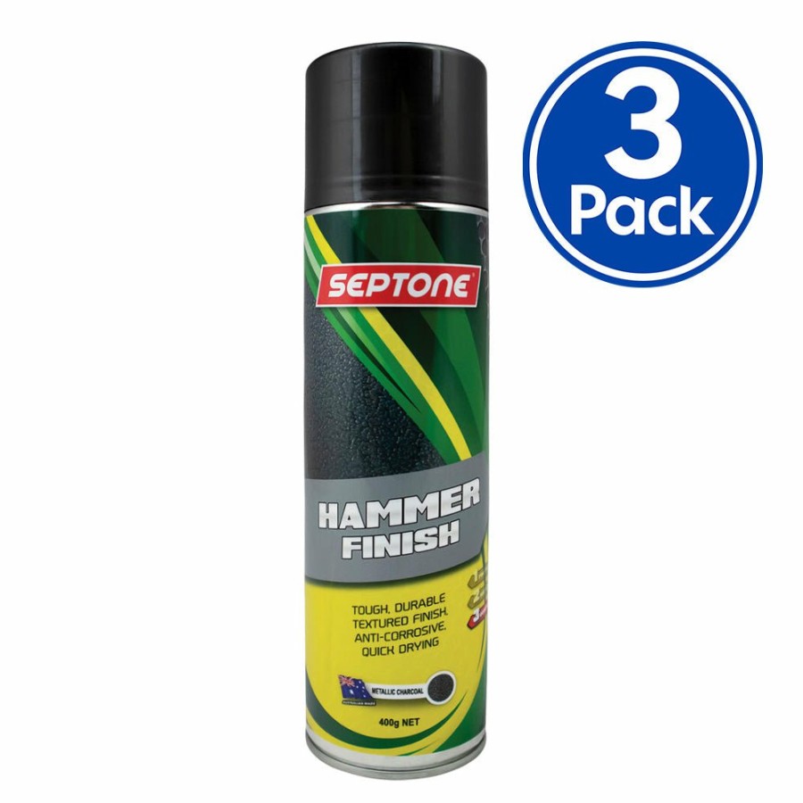 Paint Septone Topcoats | Septone Metallic Hammer Finish Anti Corrosive Spray Paint 400G Aerosol Charcoal X 3 Pack