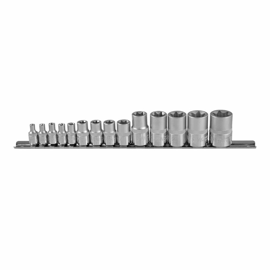 Cutting & Abrasives Jonnesway Tools | Jonnesway 14 Piece Star Socket Set 1/4″ 3/8" & 1/2" Drive Magnetic Clip Rail Tools