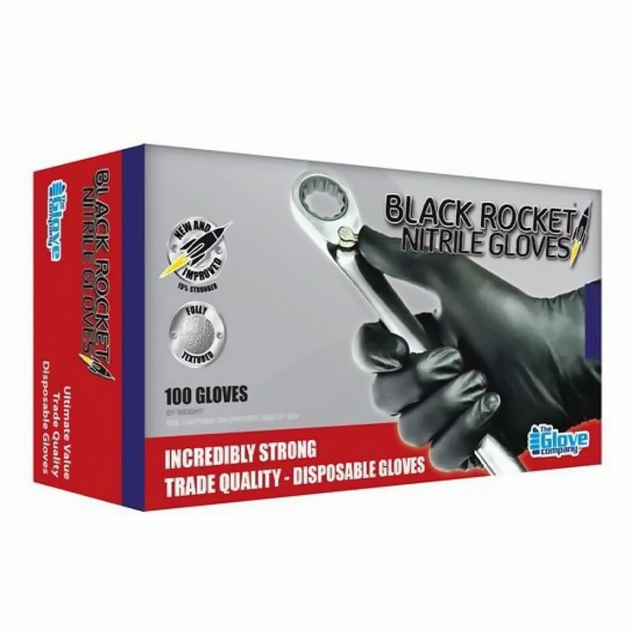 Safety KBS Nitrile Gloves | Kbs Black Rocket Nitrile Gloves Disposable Trade Quality X Large X 100 Pack Box Xl