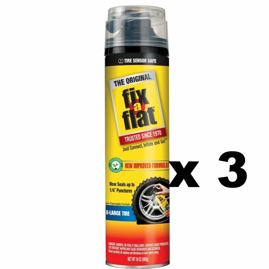 Car Care Fix-a-Flat Wheels & Tyres | Fix-A-Flat Tire Inflator Eco-Friendly Formula Extra Large Xl Tire 680G X 3