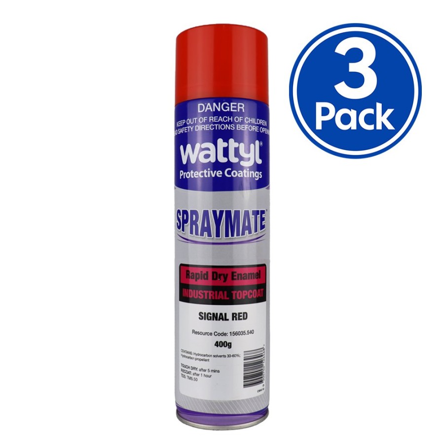 Paint Wattyl Topcoats | Wattyl Spraymate Industrial Quick Dry 1K Enamel 400G Aerosol R13 Signal Red X 3 Pack