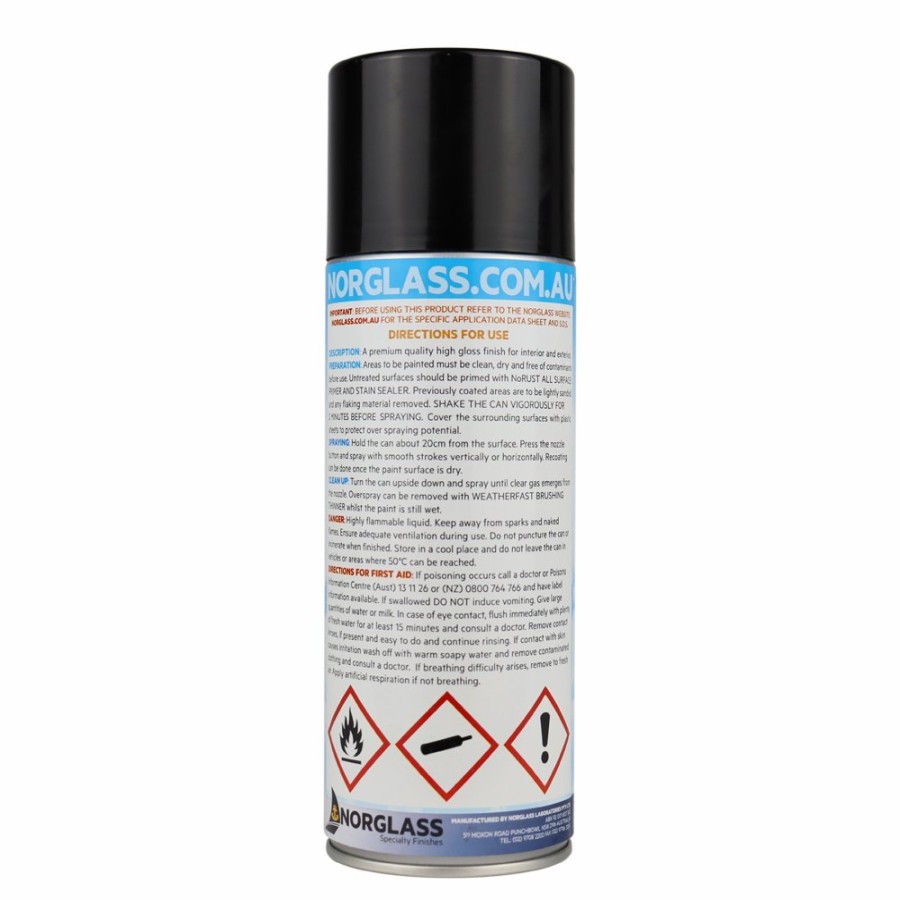 Paint Norglass Topcoats | Norglass Marine Weatherfast Black Premium Enamel Aerosol 300G High Gloss 3 Pack