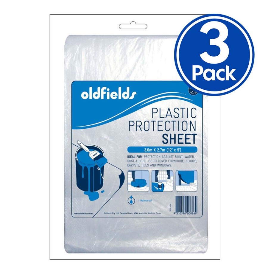 Painting Tools Oldfields | Oldfields Plastic Protection Drop Sheet 3.6M X 2.7M X 3 Pack Seamless Waterproof