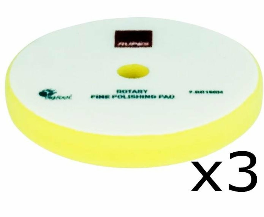 Car Care Rupes Polishing Pads | Rupes Bigfoot 9.Br180M Yellow Rotary Fine Polishing Pad 155/160Mm 3 Pack