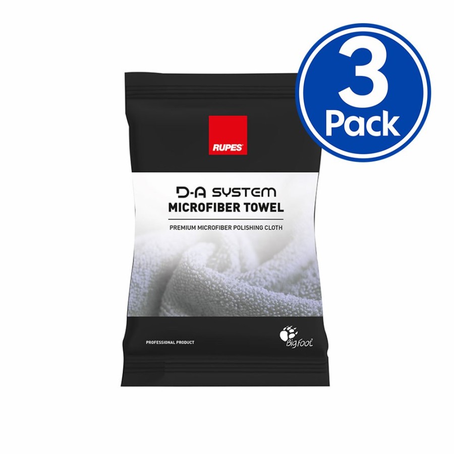 Car Care Rupes Microfibre Cloths & Towels | Rupes Premium D-A System Polishing Microfibre Towel White X 3 Pack 9.Bf9070