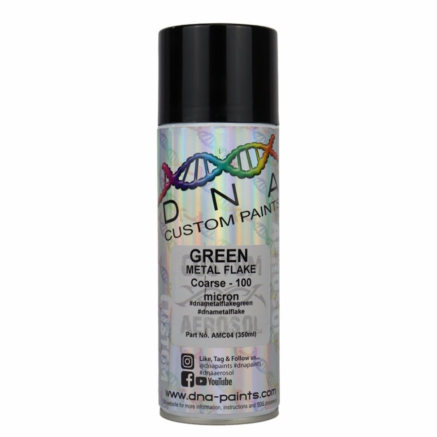 Paint DNA Paints Top Coats | Dna Paints Metal Flake 350Ml Aerosol Green Coarse - 100 Micron