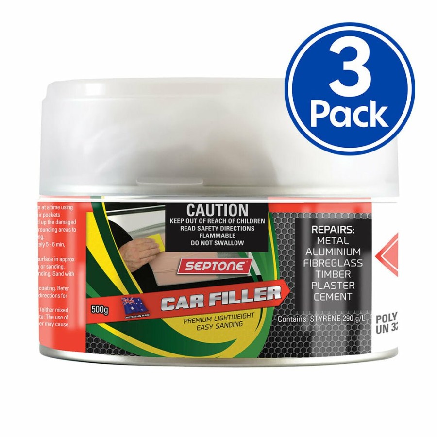 Prep & Repair Septone Lightweight Fillers | Septone Automotive Lightweight Polyester Car Body Filler 500G With Hardener X 3 Pack