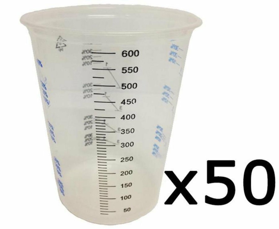 Painting Tools Velocity Measuring Cups | Calibrated Disposable Paint Mixing Cups 650Ml X 50 Pack Measuring Epoxy Resin Auto