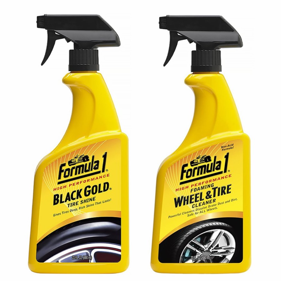 Car Care Formula 1 Wheels & Tyres | Formula 1 High Performance Black Gold Foaming Tire Cleaner & Tire Shine Kit