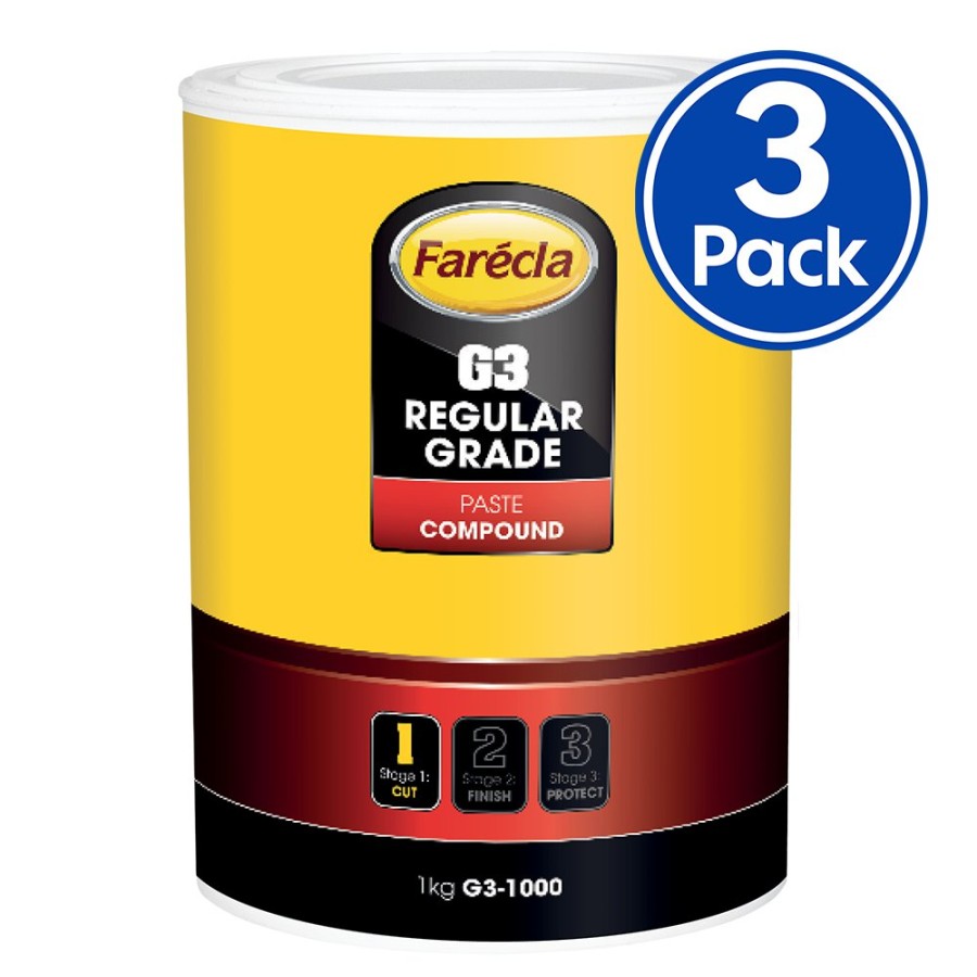 Car Care Farecla Cutting Compounds | Farecla G3 Regular Grade Cutting Compound 1Kg Car Buffing Paste X 3 Pack