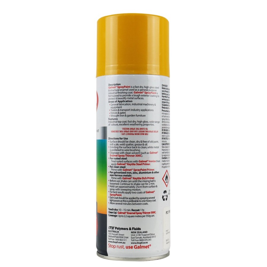 Paint Galmet Topcoats | Galmet® Quick Dry Enamel Topcoat 350G Gloss Golden Yellow