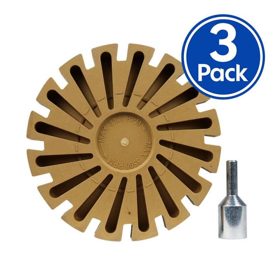 Cutting & Abrasives SAR | Sar Slim Caramel Tractor Erasor Wheel 4" With Drill Arbour X 3 Pack