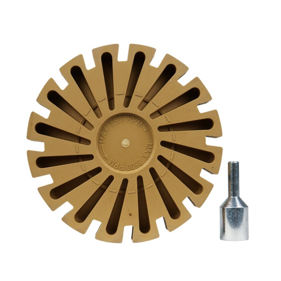 Cutting & Abrasives SAR | Sar Slim Caramel Tractor Erasor Wheel 4" With Drill Arbour X 3 Pack