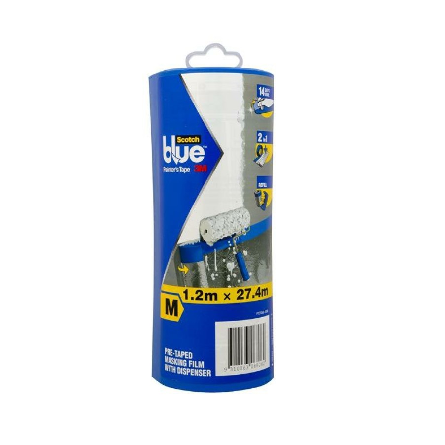 Prep & Repair 3M Masking Plastic | 3M Painters Scotch Blue Masking Pre-Taped Film Dispenser 1.2M X 27.4M