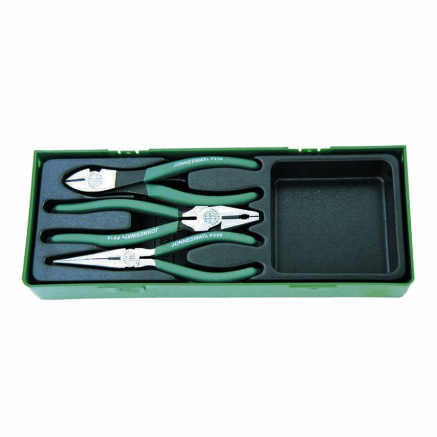 Cutting & Abrasives Jonnesway Tools | Jonnesway Side Cut, Diagonial & Long Nose Pliers 3 Piece 8" Set Non Slip Grip Tools