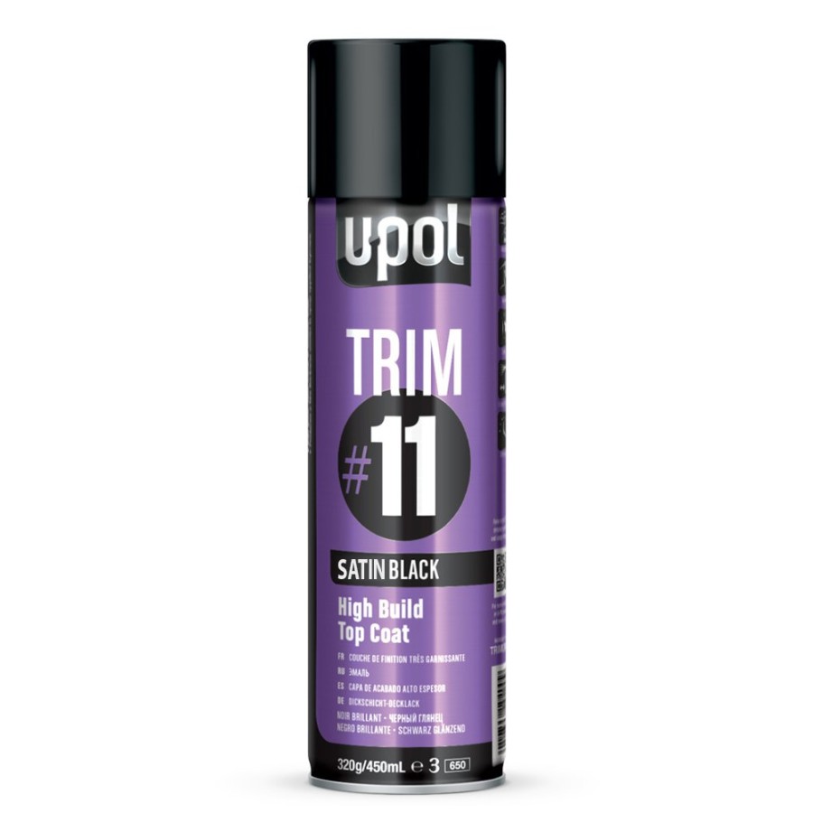 Paint U-POL Bumper & Trim | U-Pol Trim #11 High Build Top Coat 450Ml Satin Black