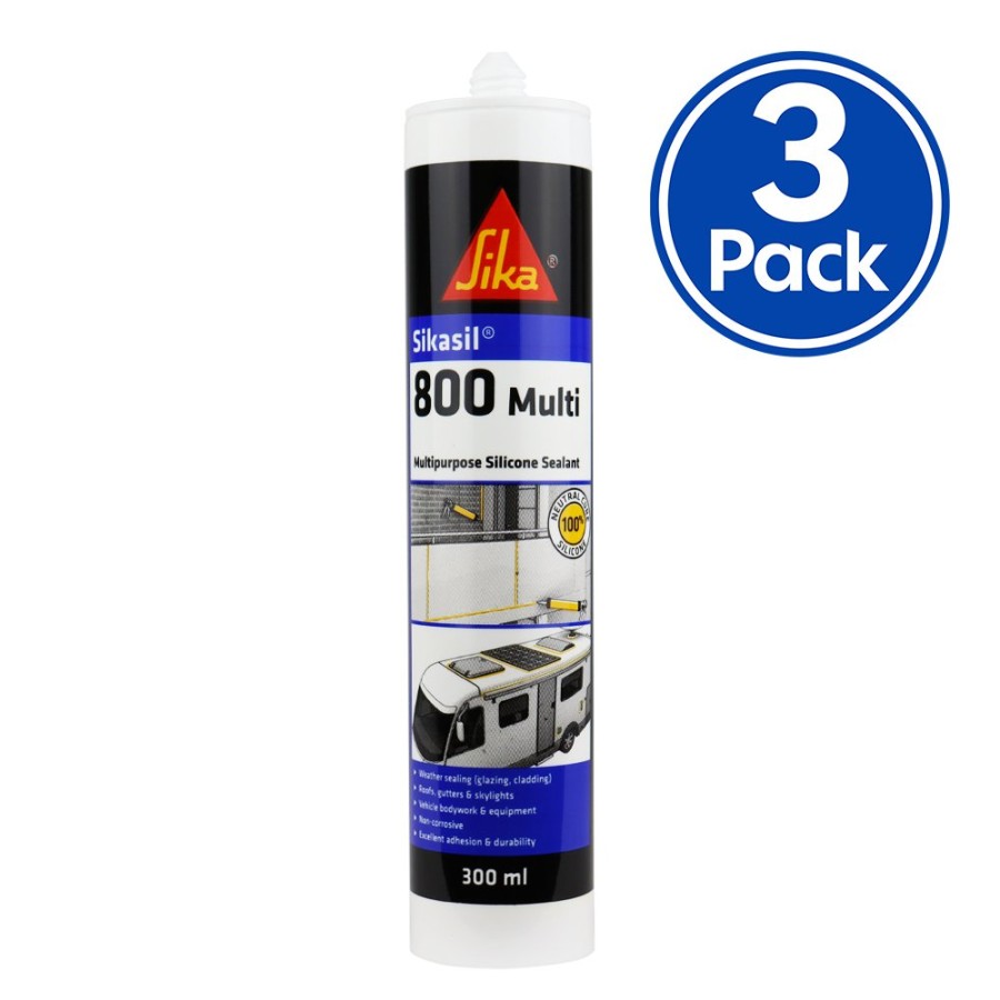 Adhesives & Sealants Sika Sealants | Sika Sikasil 800 Multi Premium Silicone Sealant 300Ml Clear X 3 Pack