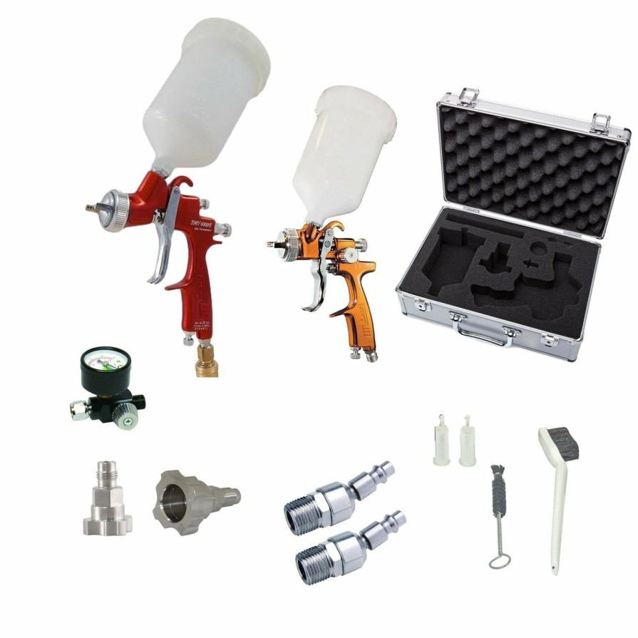 Spray Guns Star Gravity-Fed | Star New Century Spray Gun Kit 1.0Mm/1.4Mm Twin Gun Kit Evo-T Slv Smv 4F Ncpss