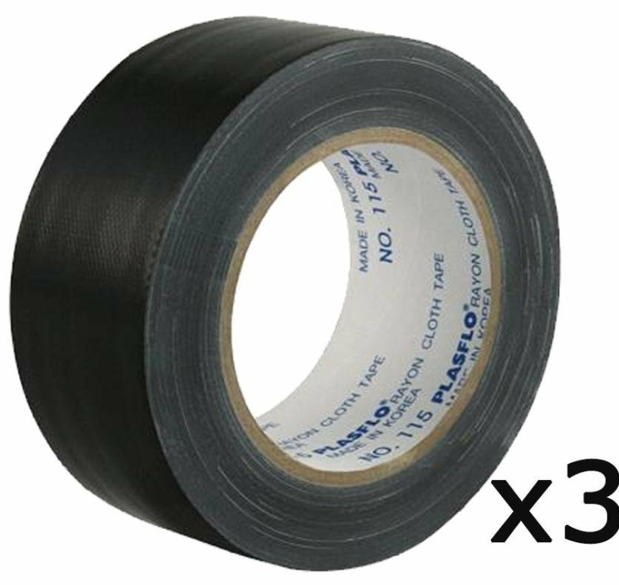 Prep & Repair Supertape Cloth Tape | Premium Grade Black Cloth Tape 75Mm X 25M 3 Pack Render Duct Blast Gaffa Race