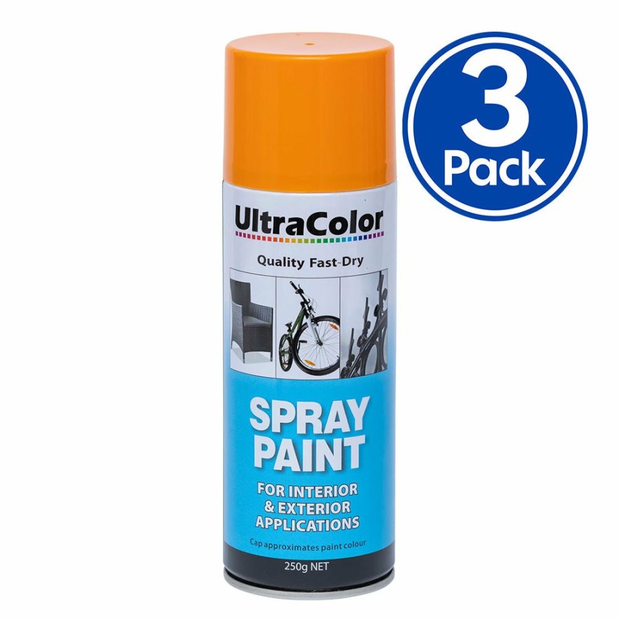 Paint UltraColor Topcoats | Ultracolor Spray Paint Fast Drying Interior Exterior 250G Orange X 3 Cans