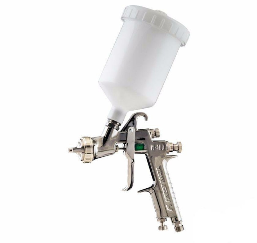 Spray Guns Anest Iwata Gravity-Fed | Anest Iwata W400Wbx Air Cap High Tec Gold Gravity Spray Gun With 600Ml Pot