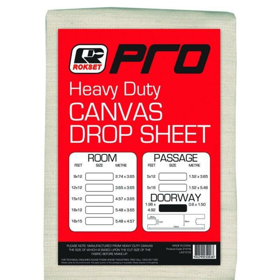 Painting Tools Rokset | Rokset Pro Heavy Duty Canvas Drop Sheet 9 X 12 Feet 2.74 X 3.65 Metres