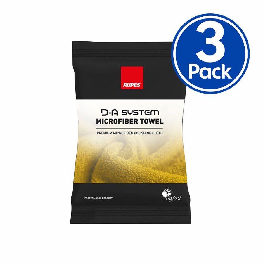 Car Care Rupes Microfibre Cloths & Towels | Rupes Premium D-A System Polishing Microfibre Towel Yellow X 3 Pack 9.Bf9060