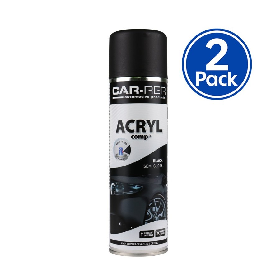 Paint Car-Rep Top Coats | Car-Rep Professional Automotive Semi Gloss Acrylic Aerosol 500Ml Black X 2 Pack