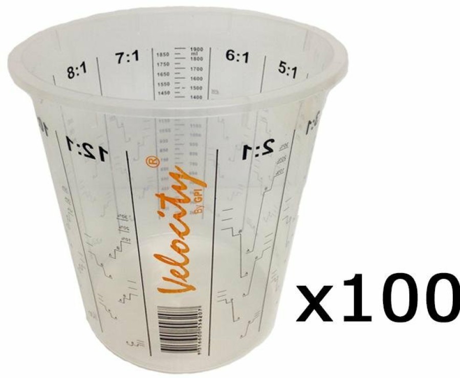 Painting Tools Velocity Measuring Cups | Calibrated Graduated Paint Mixing Cups 1900Ml Vm2 X 100