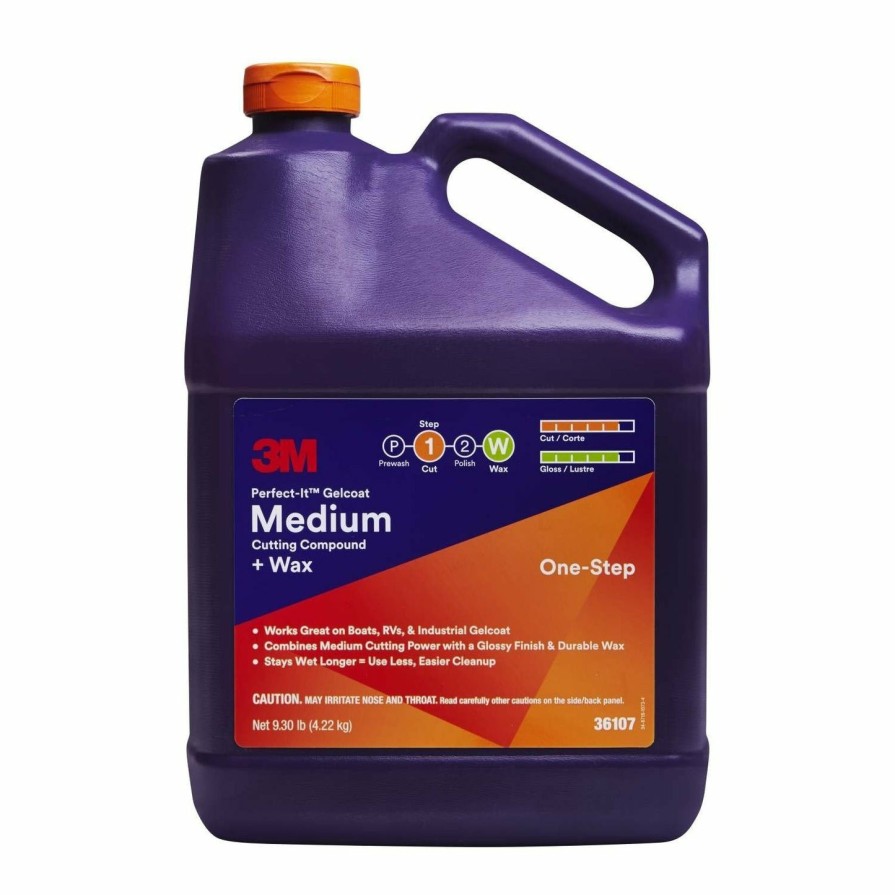 Boat Care 3M Cutting Compounds | 3M Perfect-It Gelcoat Medium Cutting Compound + Wax Quart 3.7L 36107