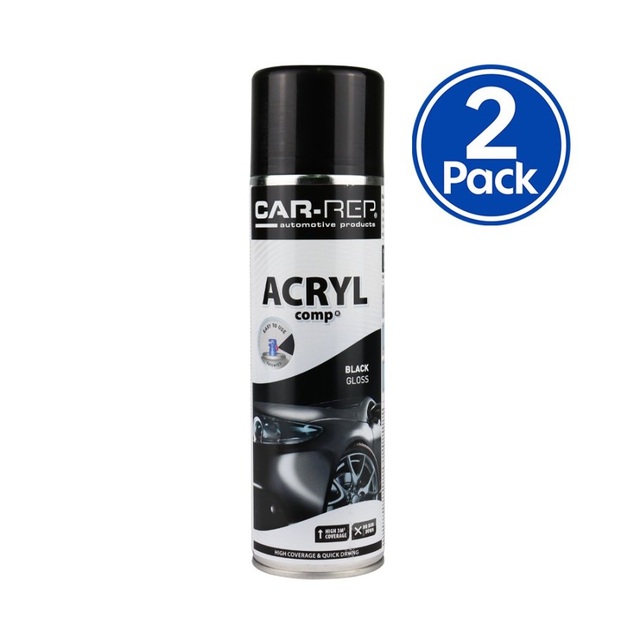 Paint Car-Rep Top Coats | Car-Rep Professional Automotive Gloss Acrylic Aerosol 500Ml Black X 2 Pack