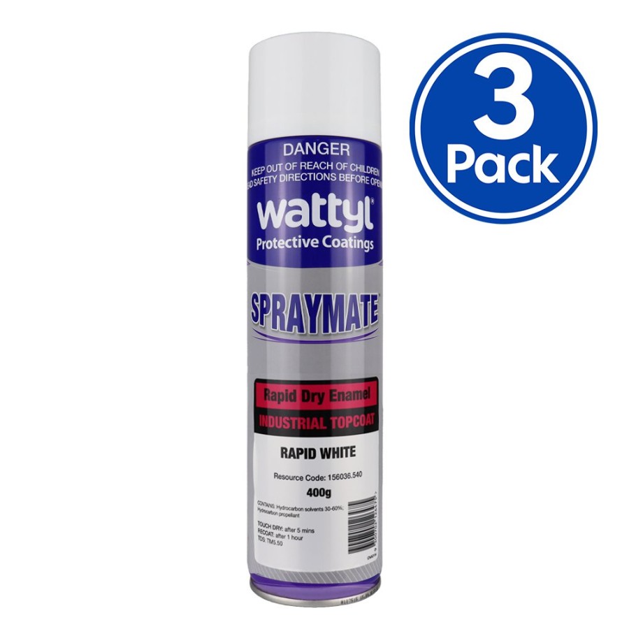 Paint Wattyl Topcoats | Wattyl Spraymate Industrial Quick Dry 1K Enamel Topcoat 400G Aerosol Gloss White X 3 Pack