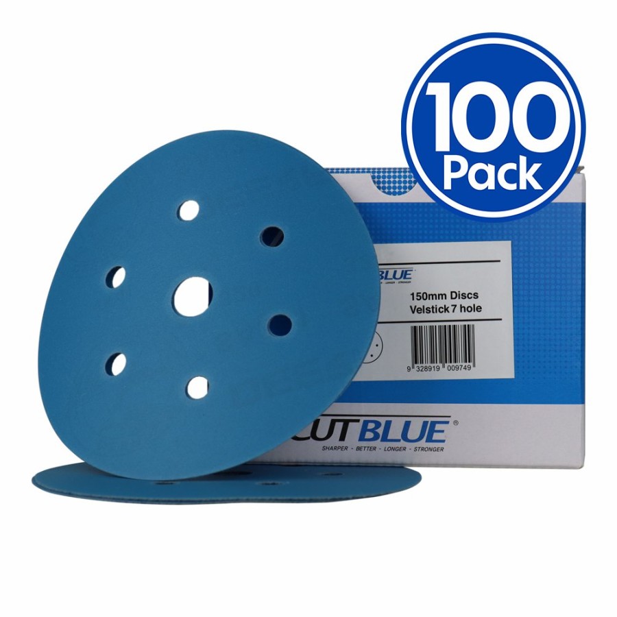 Cutting & Abrasives Revcut Discs | Revcut Blue Sanding Paper Grit P400 150Mm Hook & Loop 7-Hole 100 Discs Sander