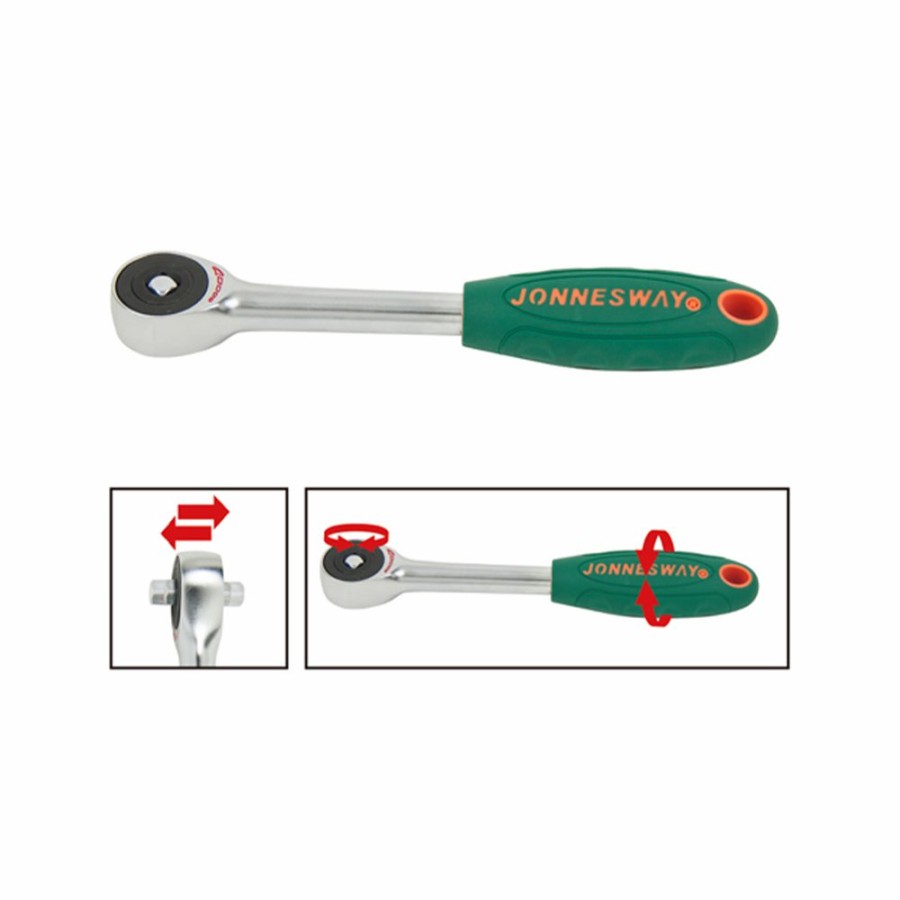 Cutting & Abrasives Jonnesway Tools | Jonnesway Anti Slip Ratchet 9" 1/2 Drive 60T Rotating Function Non Slip Handle Tools