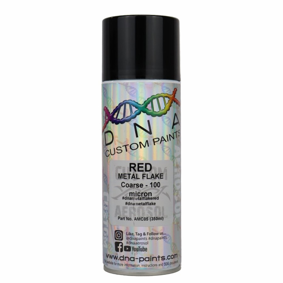 Paint DNA Paints Top Coats | Dna Paints Metal Flake 350Ml Aerosol Red Coarse - 100 Micron