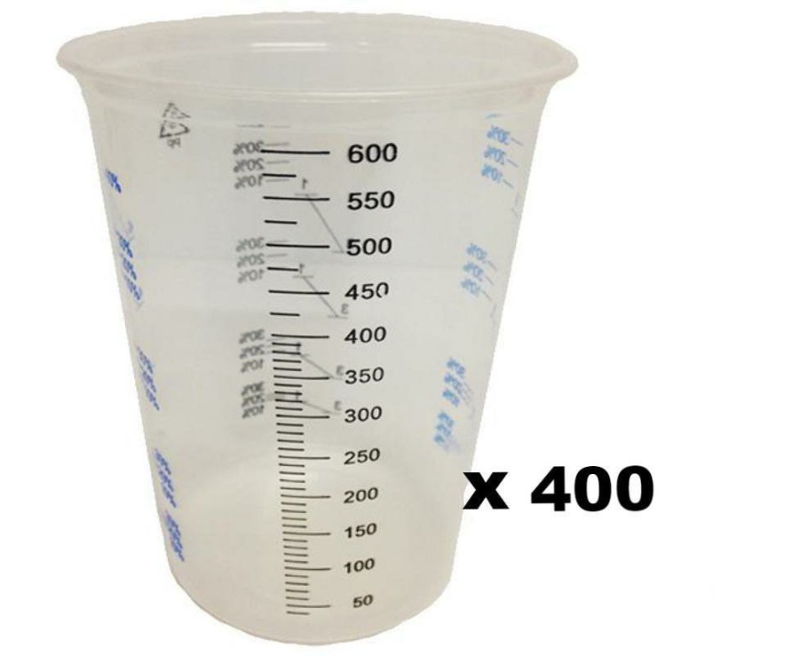 Painting Tools Velocity Measuring Cups | Plastic Paint Mixing 400 X Cups 600Ml Graduated Calibrated Spray Painters