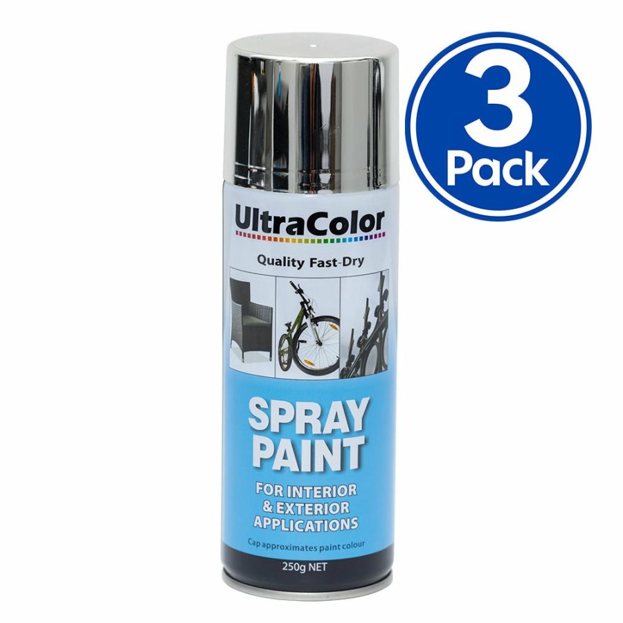 Paint UltraColor Topcoats | Ultracolor Spray Paint Fast Drying Interior Exterior 250G Chrome X 3 Cans