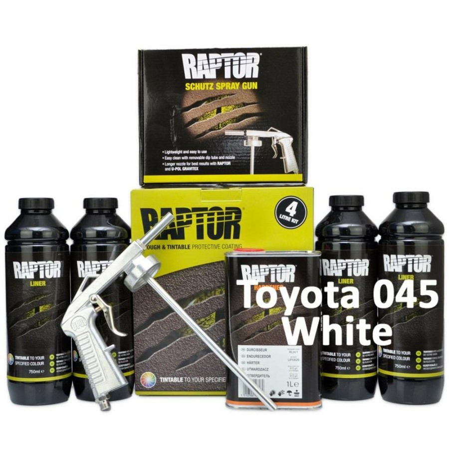 Paint U-POL Bedliner | U-Pol Raptor Tintable For Toyota 045 White Protective Bed Liner Kit 4L + Schutz Gun