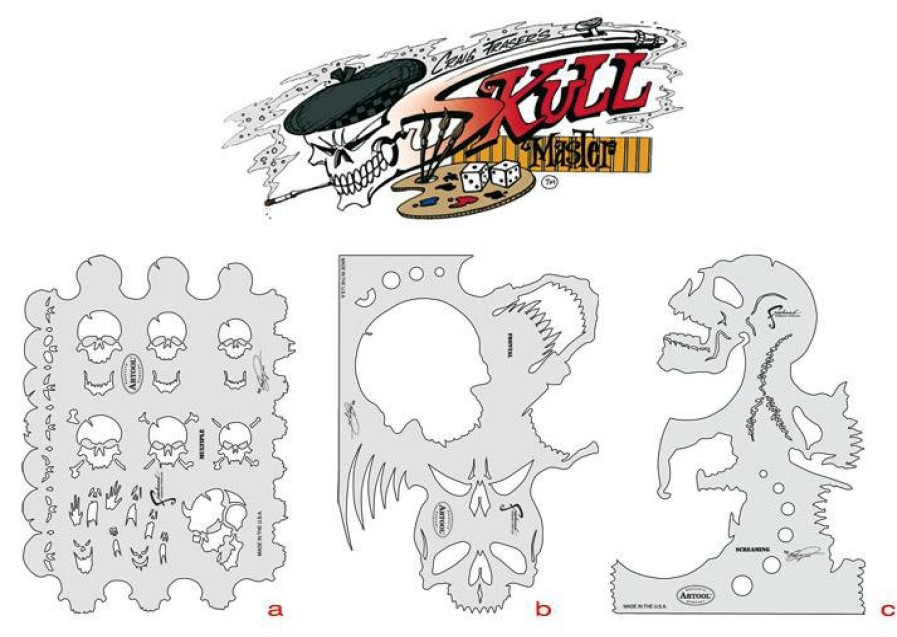 Spray Guns Anest Iwata Stencils | Iwata Skull Master Set Of 3 Template Airbrush Design Stencil