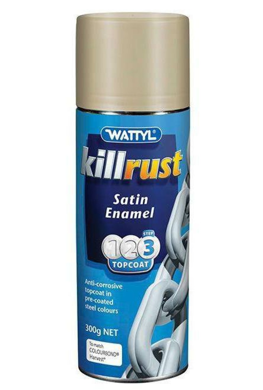 Paint Wattyl Exterior | Killrust Satin Enamel Aerosol Match Colorbond Steel Colour 300G Harvest